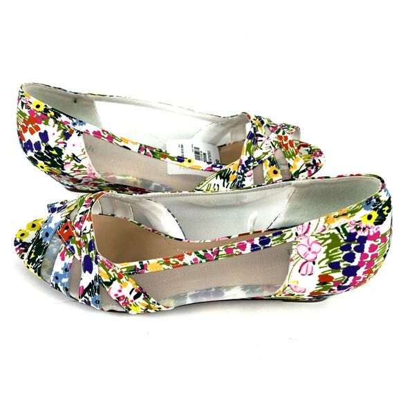 East 5th Womens Slip On Shoes Multi Floral Closed Toe Sheer Sides Wedge heel SZ9 - Picture 11 of 16